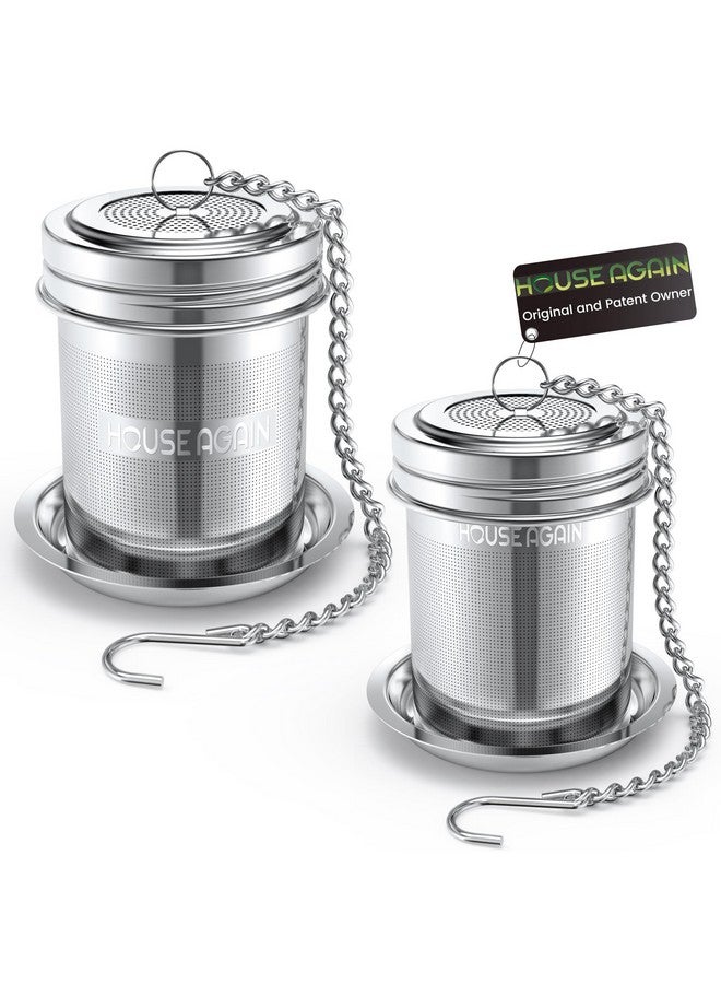 House Again Tea Infuser (2 Pack, Large + Small), Extra Fine Mesh Tea Strainers for Loose Tea, 18/8 Stainless Steel Tea Strainer with Extended Chain Hook, Tea Steeper - Image 1