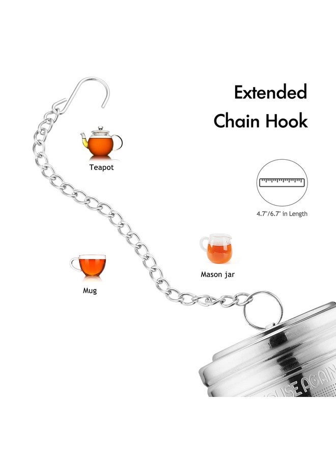 House Again Tea Infuser (2 Pack, Large + Small), Extra Fine Mesh Tea Strainers for Loose Tea, 18/8 Stainless Steel Tea Strainer with Extended Chain Hook, Tea Steeper - Image 4