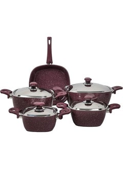 Top Chef 9 Piece Cookware Set (Pot 28/24/20/18/Grill 28) -Burgandy 