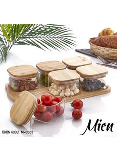 Mien 6-Piece Vacuum Bamboo Lid Glass Breakfast Bowl 
