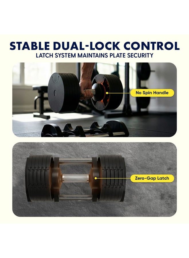 SQUATZ 45 lb Adjustable Dumbbells with Quick Weight Change, Space-Saving Dumbbell Set with Anti‑Slip Handle, Secure Locking System, Heavy‑Duty Plates & Base for Home Workout and Strength Training - Image 3