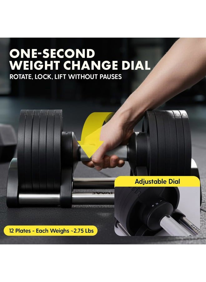 SQUATZ 45 lb Adjustable Dumbbells with Quick Weight Change, Space-Saving Dumbbell Set with Anti‑Slip Handle, Secure Locking System, Heavy‑Duty Plates & Base for Home Workout and Strength Training - Image 2