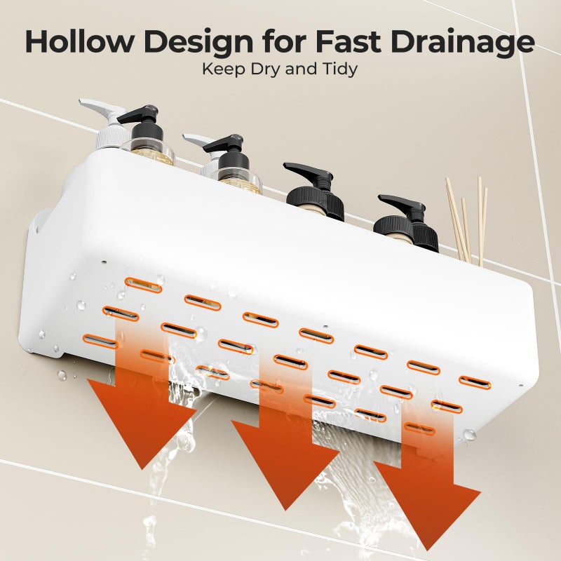 Orimade Shower Caddy 3-Pack, No-Drill Adhesive Shelves for Bathroom, Rustproof ABS Storage Organizer Set, White - Image 4