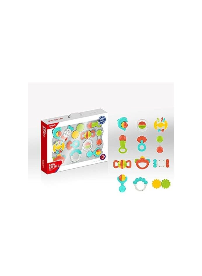 12 pcs Baby Rattle Toy Infant Teething Toys  Grab and Spin Rattles Sensory Toy Set Food Grade Silicone Material Newborn Toys Gift for Babies 0-12-24 Months Boys Girls, Early Educational ToyS - Image 2