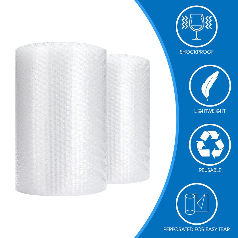 sumono Bubble Cushioning Wrap Roll, Sumono 12 Inch x 72 Feet Total [2 Rolls of 36 Feet] Bubble Roll Perforated 12 Inch Included 20 Fragile Sticker Label - Image 2