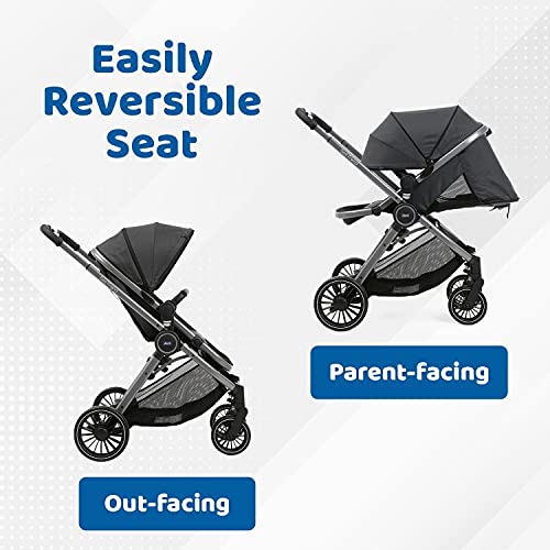 Chicco Best Friend Pro Stroller with Bumper Bar, Pram for 0-3 years New Born / Baby / Toddler / Kid (Boy,Girl), Reversible Seat, Wheels with Shock Absorbers, Extra Compact, Sturdy and Premium Finish, Adjustable Parent Handle, 5-Point Safety Harness, (Upto 15 Kgs, Pirate Black) - Image 2