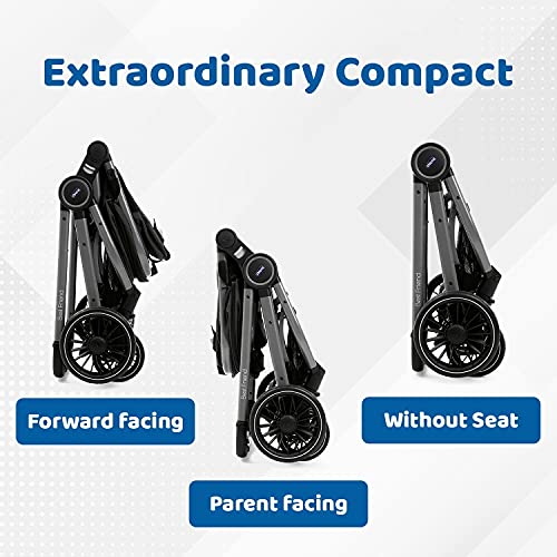 Chicco Best Friend Pro Stroller with Bumper Bar, Pram for 0-3 years New Born / Baby / Toddler / Kid (Boy,Girl), Reversible Seat, Wheels with Shock Absorbers, Extra Compact, Sturdy and Premium Finish, Adjustable Parent Handle, 5-Point Safety Harness, (Upto 15 Kgs, Pirate Black) - Image 4