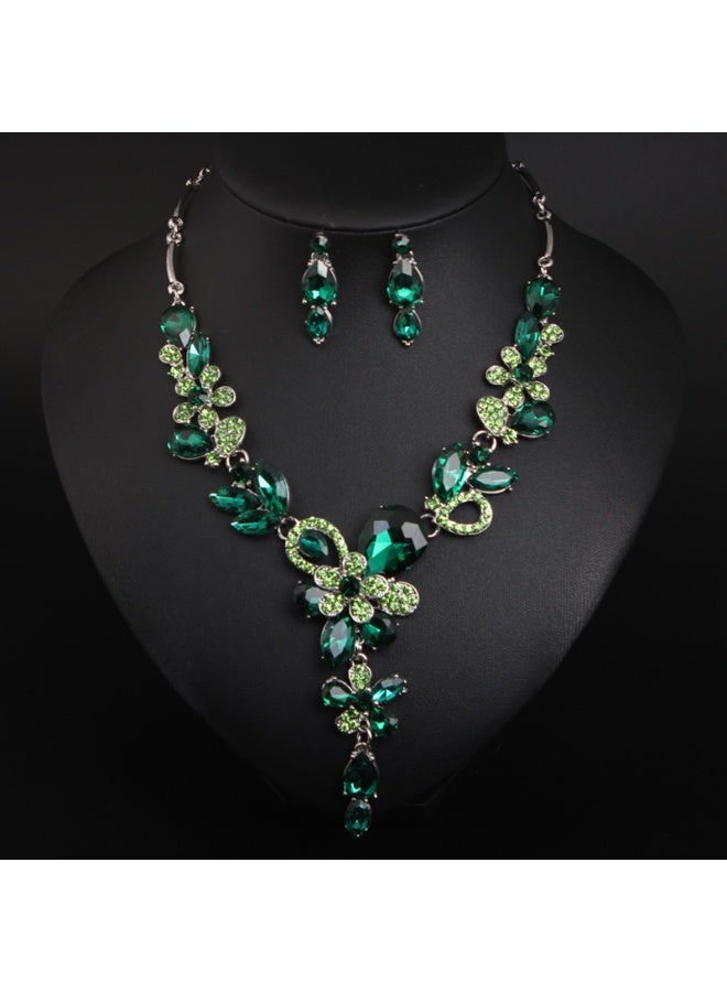 NIBEMINENT Crystal Flower Necklace and Earring Set
