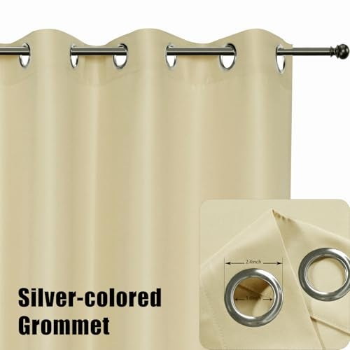 BONZER ستائر بونزر الخارجية للباحة مقاومة للماء سميكة للخصوصية واسعة بعيون معدنية لتصفية الضوء ستائر خارجية للشرفة أو البرجولا أو السقيفة أو السطح، 1 لوحة، 110 سم عرض × 120 سم طول، كريمي - Image 3