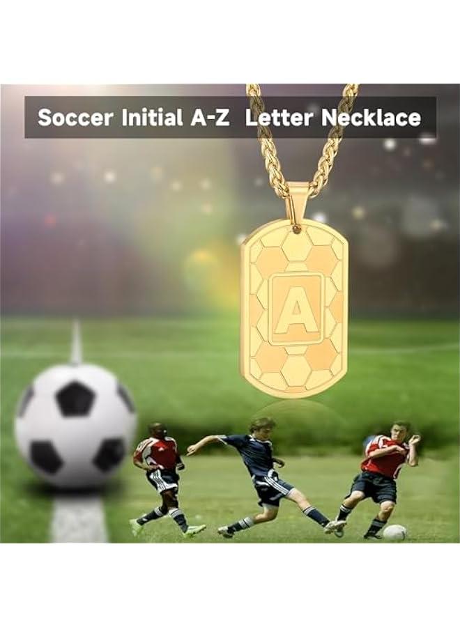 Soccer Initial Necklace for Men Boys Kids Teen Dog Tag Sliver/Black/Gold Letter Pendant Sport Soccer Athletes Jewelry Gifts  Gifts for Kids Boys Men Teens Boyfriend Husband - Image 4