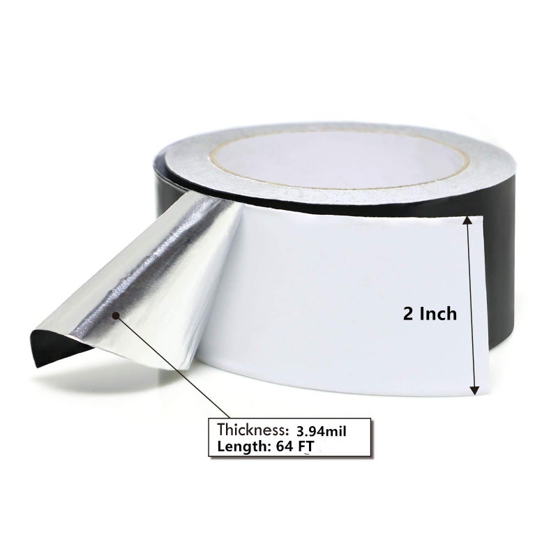 Missyoung Black Aluminum Foil Tape High Temp Heavy Duty Adhesive HVAC Sealing Hot Cold Air Duct Tape for Pipe Metal Repair (2 IN x 64 FT 3.9 Mil) - Image 3