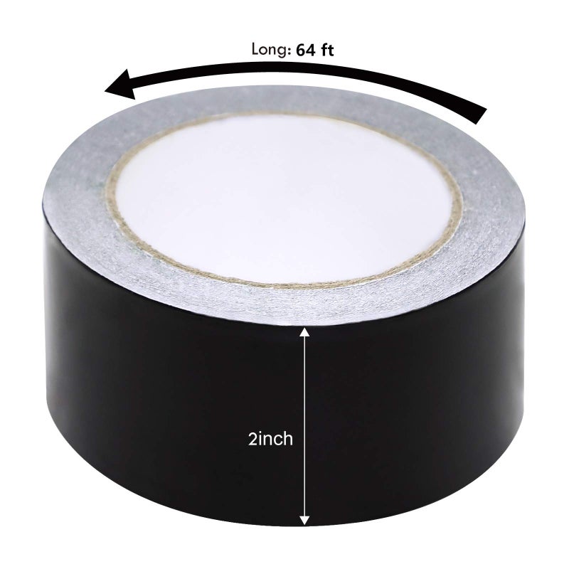 Missyoung Black Aluminum Foil Tape High Temp Heavy Duty Adhesive HVAC Sealing Hot Cold Air Duct Tape for Pipe Metal Repair (2 IN x 64 FT 3.9 Mil) - Image 4