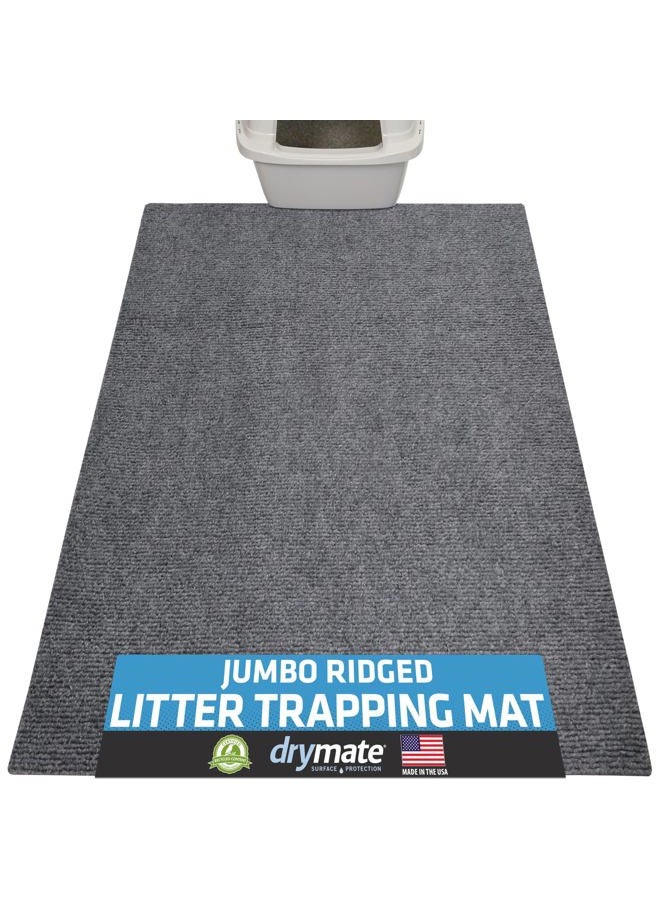drymate Jumbo Litter Trapping Mat - Grey Anti Slip Mats for Dog & Cat Bowls - Image 1