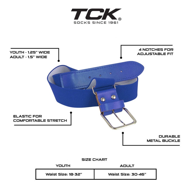TCK Baseball/Softball Adult Belt & Socks Combo Set (Royal, Large) - Royal,Large - Image 3