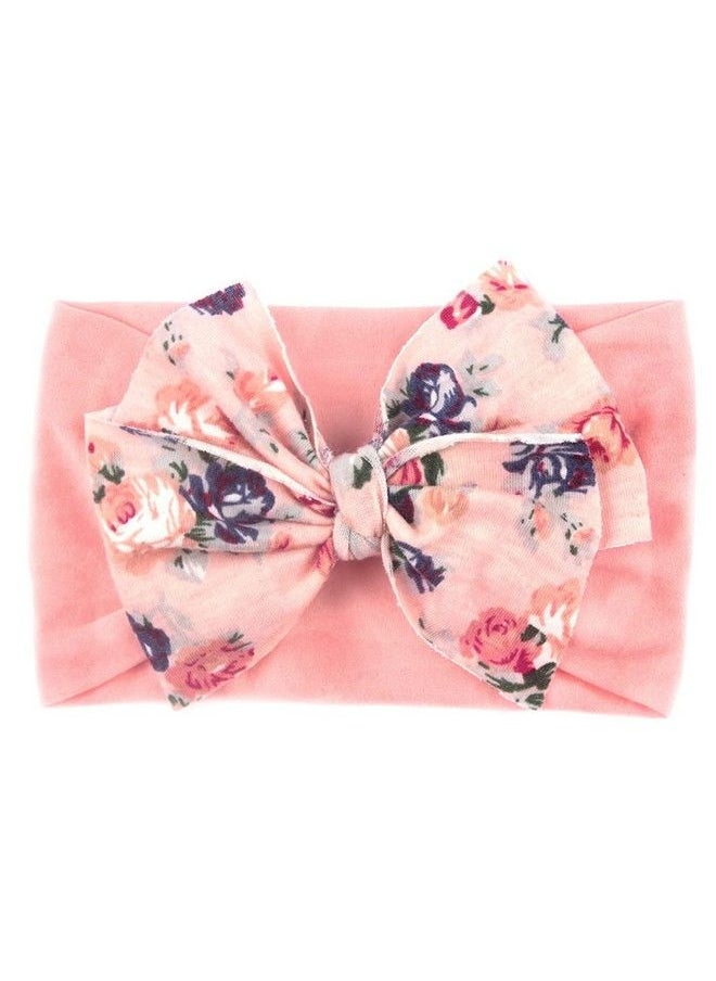 Syga Nylon Headbands Hairbands Hair Accessories Soft Printed Flower Bow Headband For Newborns Infants Toddlers Kids And Baby Girls 03 Years (Pink)  - Image 1