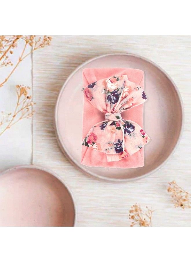 Syga Nylon Headbands Hairbands Hair Accessories Soft Printed Flower Bow Headband For Newborns Infants Toddlers Kids And Baby Girls 03 Years (Pink)  - Image 3