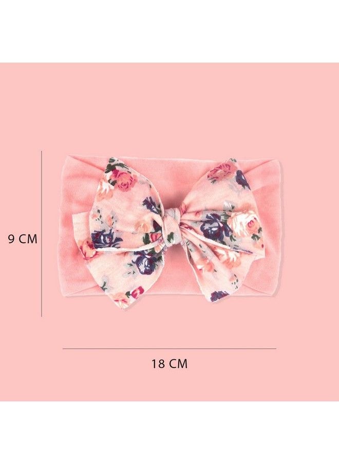 Syga Nylon Headbands Hairbands Hair Accessories Soft Printed Flower Bow Headband For Newborns Infants Toddlers Kids And Baby Girls 03 Years (Pink)  - Image 4