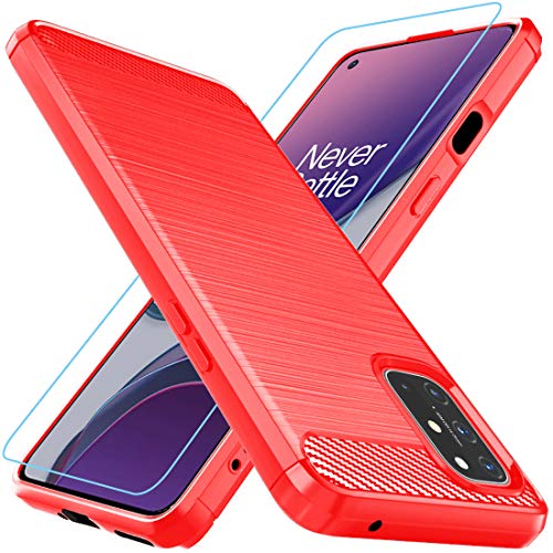 Osophter for Oneplus 8T Case,Oneplus 8T+5G Case[Not for Oneplus 8] with Screen Protector Shock-Absorption Flexible TPU Rubber Protective Cell Phone Cover for Oneplus 8T 5G(Red) - Image 1