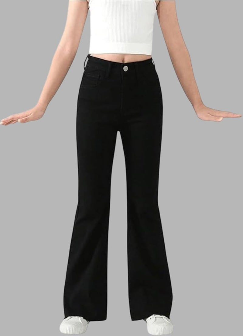 ADBUCKS Breathable and Stretchable Denim Bootcut Bell Bottom Jeans for Girls | Age Group - 8-14 Years (in, Age, 6 Years, 7 Years, Black) - Image 5
