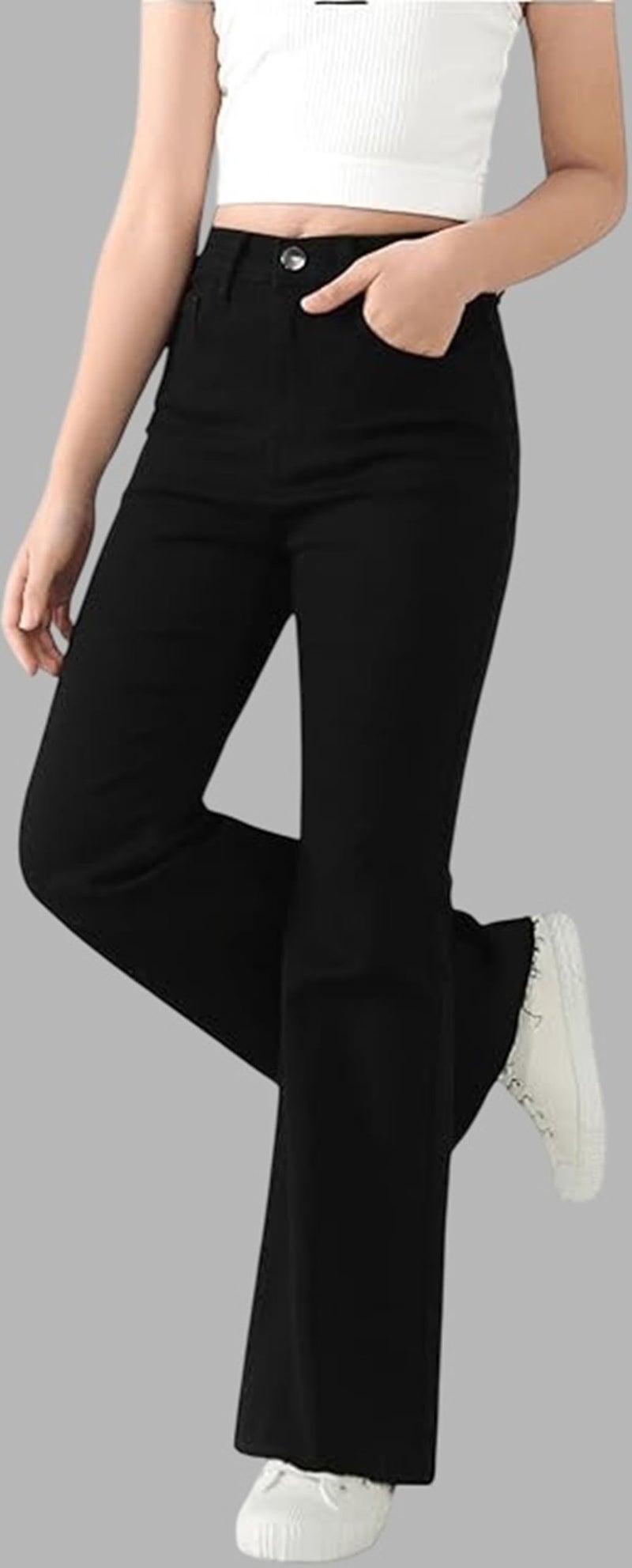 ADBUCKS Breathable and Stretchable Denim Bootcut Bell Bottom Jeans for Girls | Age Group - 8-14 Years (in, Age, 6 Years, 7 Years, Black) - Image 3
