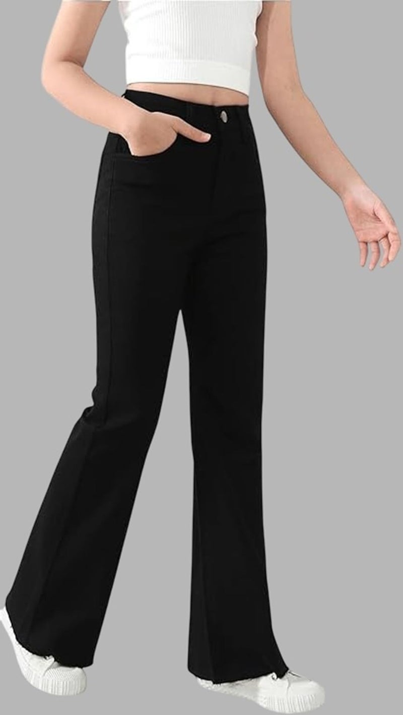 ADBUCKS Breathable and Stretchable Denim Bootcut Bell Bottom Jeans for Girls | Age Group - 8-14 Years (in, Age, 6 Years, 7 Years, Black) - Image 2