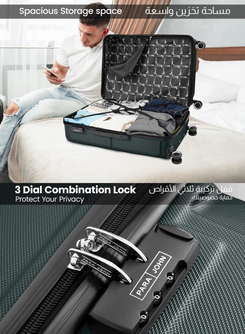 PARAJOHN حقيبة دوارة ذات جوانب صلبة ABS خفيفة الوزن تم فحصها في حقيبة بعجلات مع قفل مقاس 28 بوصة - Image 4