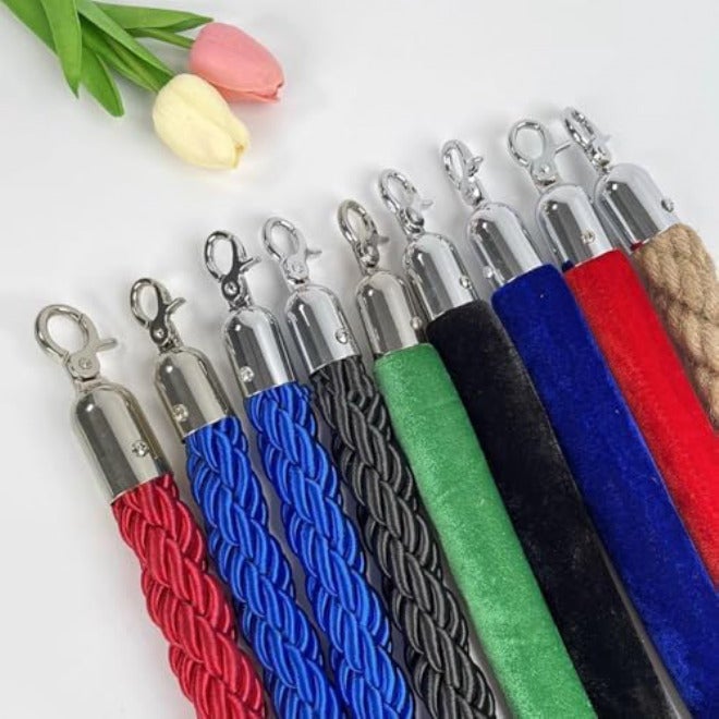 Elegant Blue Velvet Rope Barrier - 2.2m Stanchion for Crowd Control, Ideal for Hotels, Hospitals, Banks - Durable Queue Management Solution for Safety & Style - Image 3