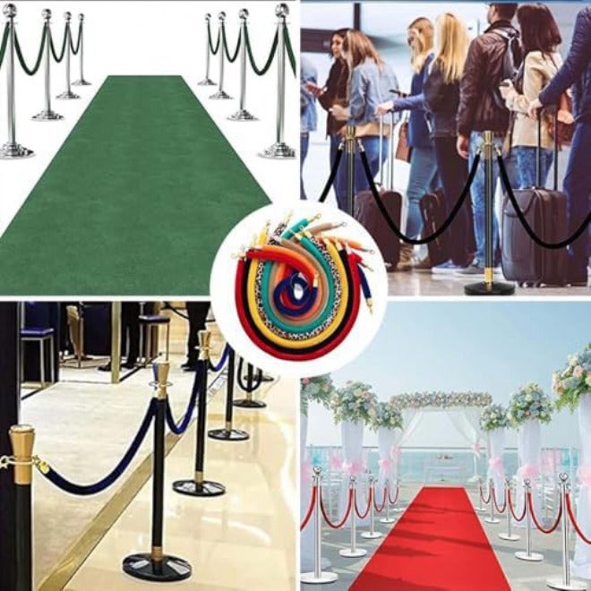 Elegant Blue Velvet Rope Barrier - 2.2m Stanchion for Crowd Control, Ideal for Hotels, Hospitals, Banks - Durable Queue Management Solution for Safety & Style - Image 4