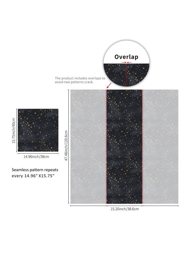 Buiory Large Eden Black Starry Sky Wallpaper - 38.6x480.6cm Removable Space Theme Wall Mural with Yellow Stars & Meteors, DIY Peel & Stick Wallpaper for Bedroom, Living Room, Nursery, Decor (204) - Image 2