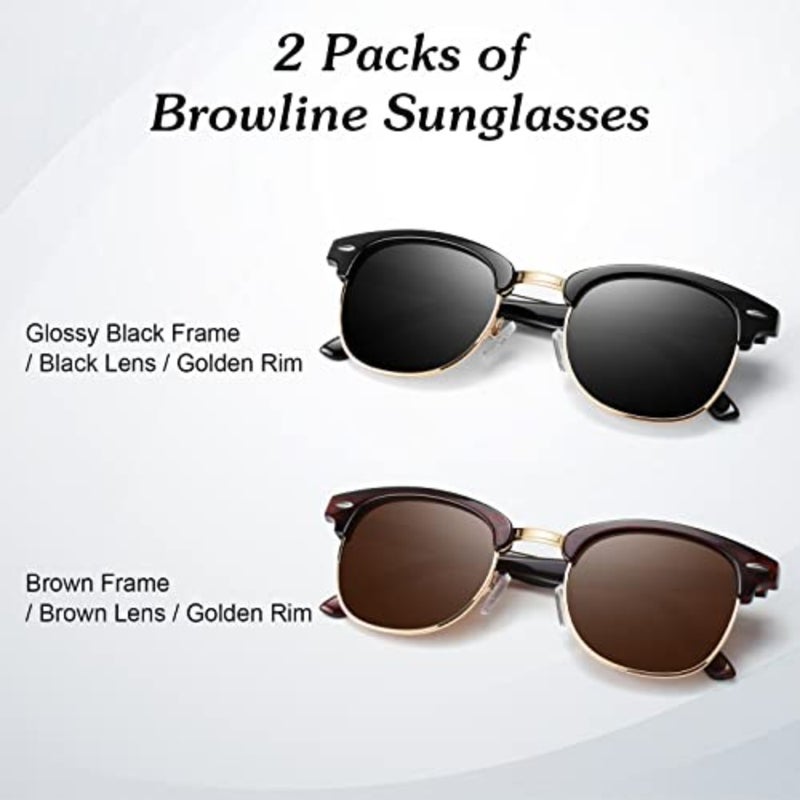 Polarized Sunglasses Men Women, Semi Rimless Retro Shades UV400 Protection - Image 2