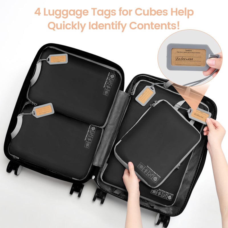Cambond Compression Packing Cubes for Travel Women - 4 Pack Expandable Packing Luggage Organizers Travel Essentials Compression Cubes for Carry on Suitcases, Black - Image 5