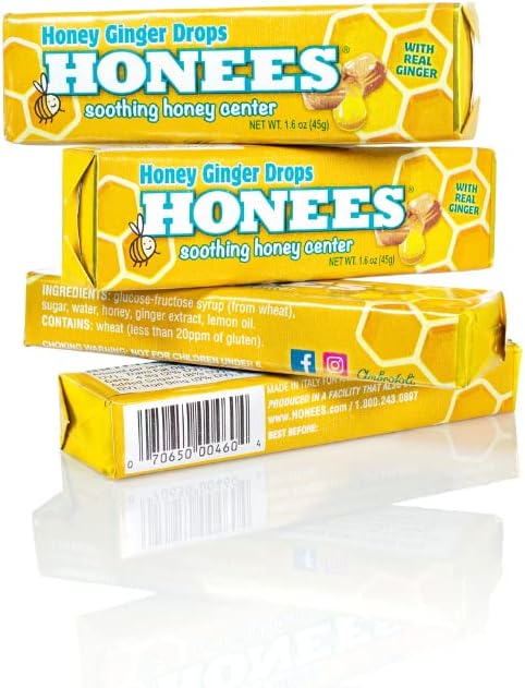 Honees Filled Honey Ginger Drops Natural Cough Drops Pure Ginger Sore Throat Relief Nothing Artificial Throat Coat Lozenges Natural Cough Suppressant NonGMO Gluten Free 12 Pack 108 Drops - Image 5