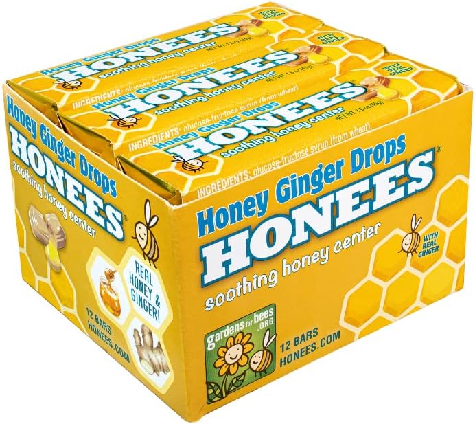 Honees Filled Honey Ginger Drops Natural Cough Drops Pure Ginger Sore Throat Relief Nothing Artificial Throat Coat Lozenges Natural Cough Suppressant NonGMO Gluten Free 12 Pack 108 Drops - Image 3