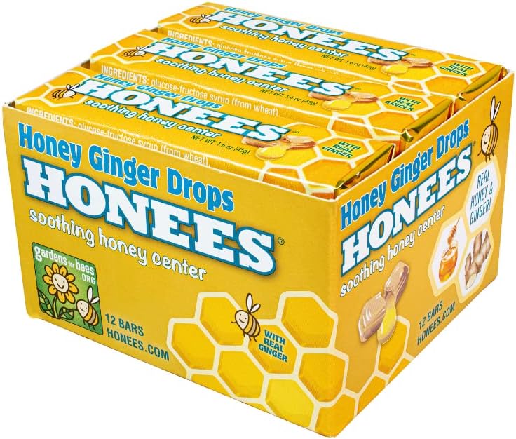 Honees Filled Honey Ginger Drops Natural Cough Drops Pure Ginger Sore Throat Relief Nothing Artificial Throat Coat Lozenges Natural Cough Suppressant NonGMO Gluten Free 12 Pack 108 Drops - Image 2