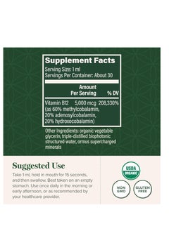 global healing center Vitamin B12 5000mcg 1fl oz 29.6ml  - Image 2