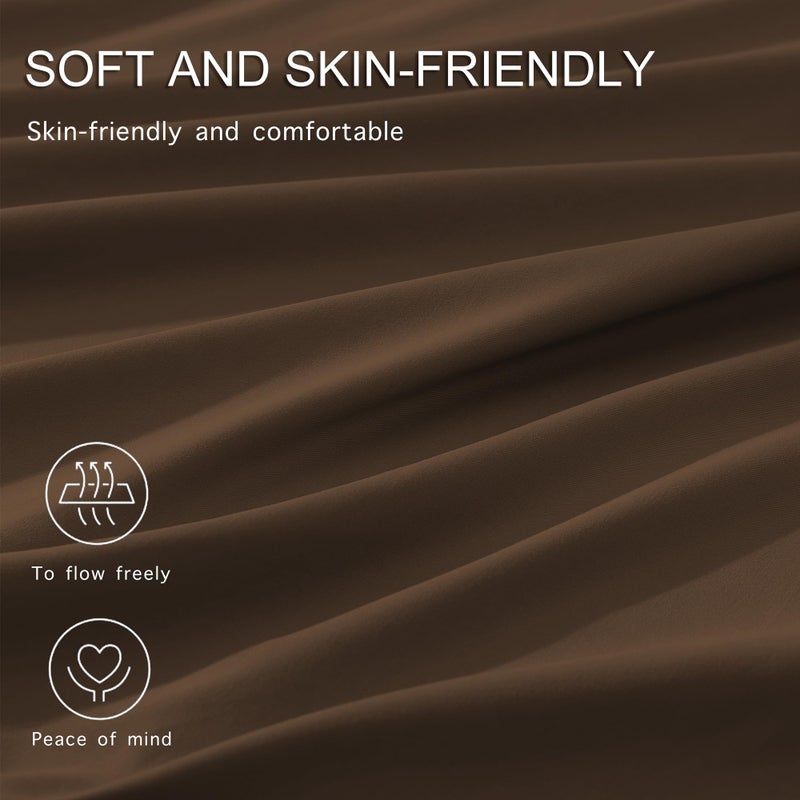 Monbix King Comforter Set - 7 Pieces Chocolate Brown Bed in a Bag King Size Bedding Sets with Comforters, All Seasons Comforter with Sheets, Pillowcases & Shams - Image 5
