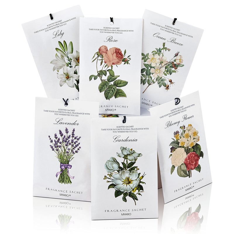 Myaro 12 Packs Scented Sachets For Drawer And Closet  Long-Lasting Sachets Bags Home Fragrance Sachet 6 Scents Option- Lavender  Rose  Jasmine  Ocean  Gardenia  Lily - Image 1