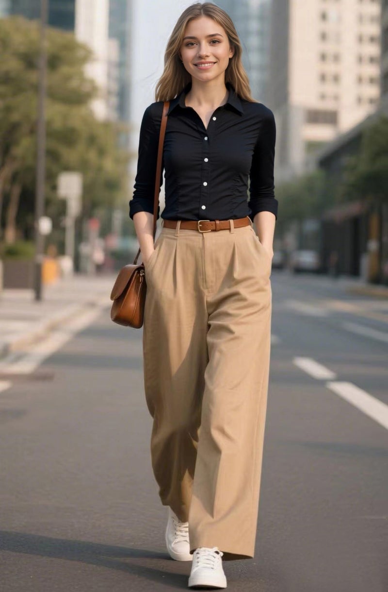 Beninos Women's Formal Work Wear Simple Shirt (225 Black, XS) - Image 4