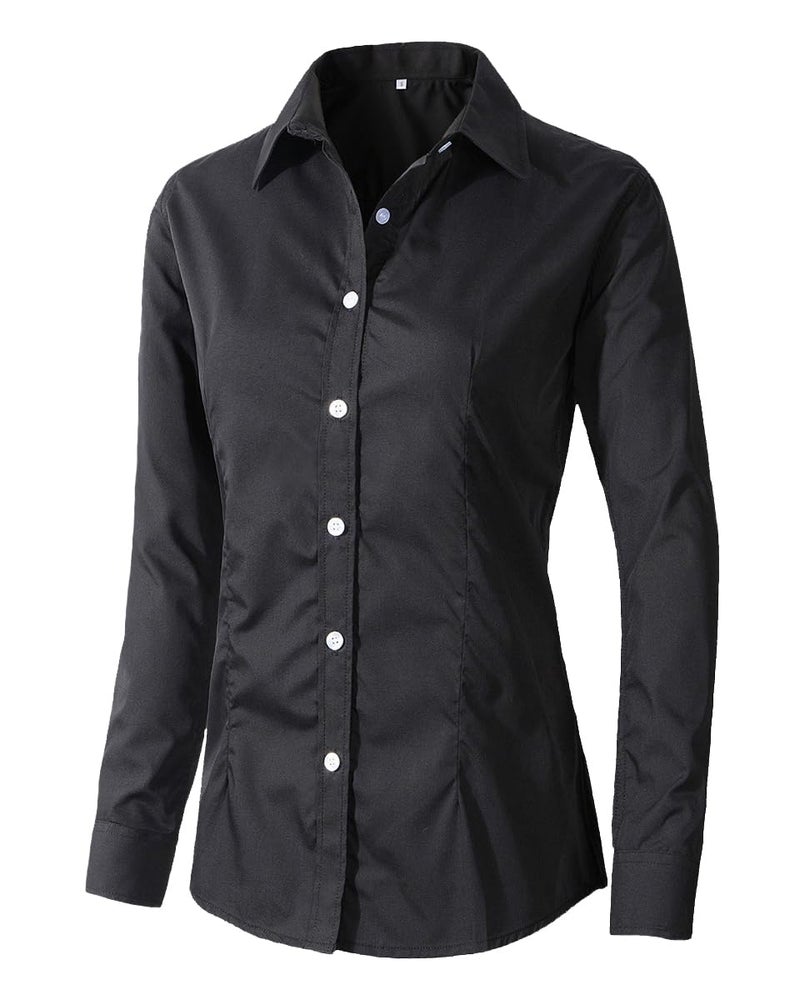 Beninos Women's Formal Work Wear Simple Shirt (225 Black, XS) - Image 1