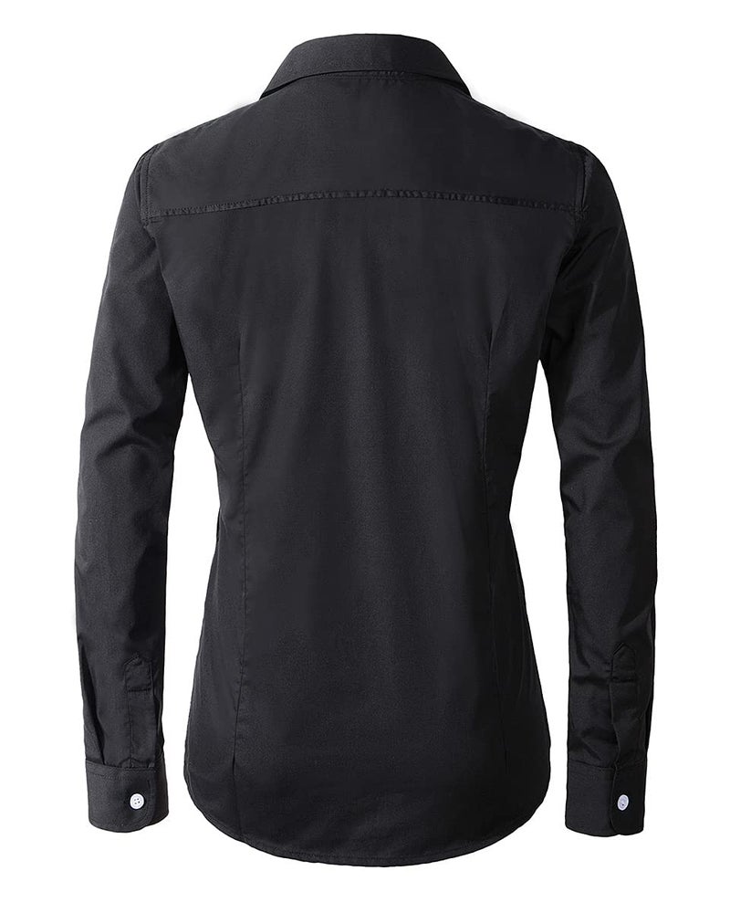 Beninos Women's Formal Work Wear Simple Shirt (225 Black, XS) - Image 2