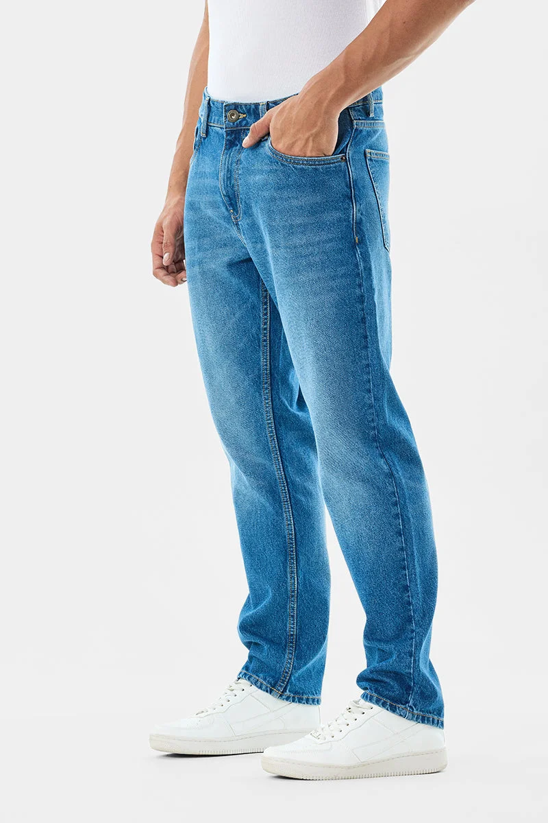 SNITCH Blue Blue Solid Relaxed Casual Jeans for Men | Best Price UAE