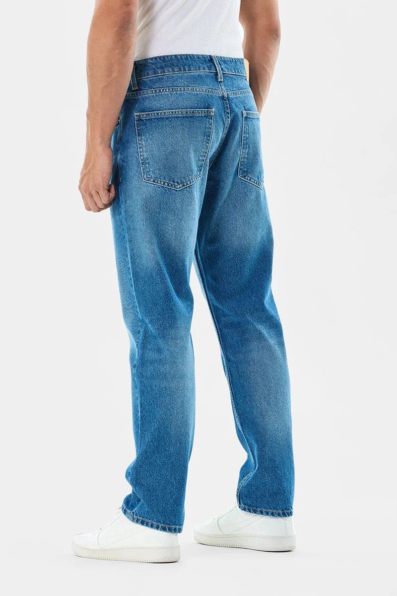 SNITCH Blue Blue Solid Relaxed Casual Jeans for Men | Best Price UAE