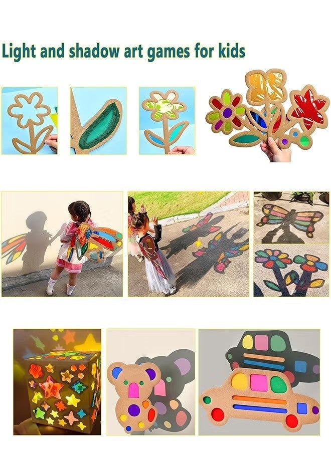 Happy D 160Pcs Cellophane Wrap, with 160 Pcs Metallic Twist Ties, 8 Multi-Colors Colored Cellophane, 7.5x7.5 Inch Transparent Colored Plastic Wrap, Colored Cellophane Wrap, DIY Arts Crafts Decorations - Image 5