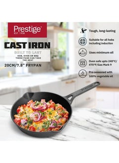 Prestige مقلاة حديدية مسبوكة بريستيج 20 سم | مقلاة حديدية | مقلاة للحقن | مقلاة حديدية | أواني طهي حديدية معالجة مسبقًا PR48888  - Image 4