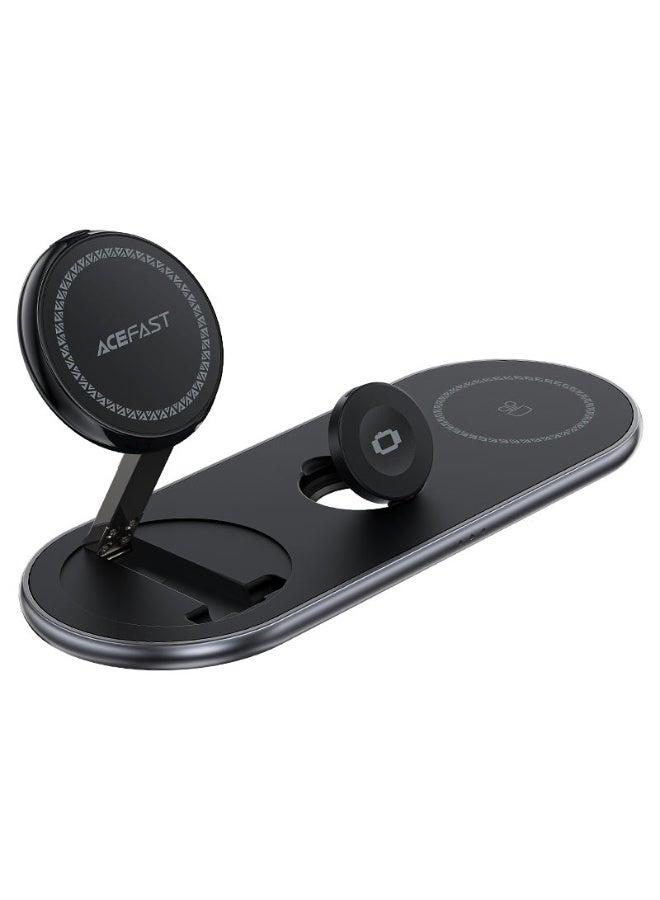 ACEFAST 3 in 1 Magnetic Fast Qi2 Wireless Charger Desktop Holder E19, Wireless Charging for Mobile Phones, Watches and Headsets,3 Devices Charging Same Time - Black - Image 1
