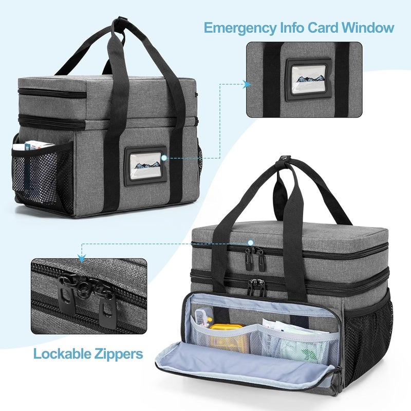 CURMIO Medicine Storage Bag Empty Lockable Pill Bottle Organizer with Portable Zippered Pouches for First Aid Kits Medication Travel Bag for Prescription Bottles Medical Supplies - Image 4