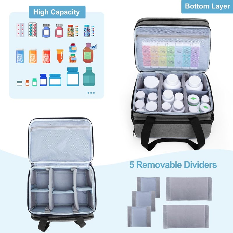 CURMIO Medicine Storage Bag Empty Lockable Pill Bottle Organizer with Portable Zippered Pouches for First Aid Kits Medication Travel Bag for Prescription Bottles Medical Supplies - Image 3