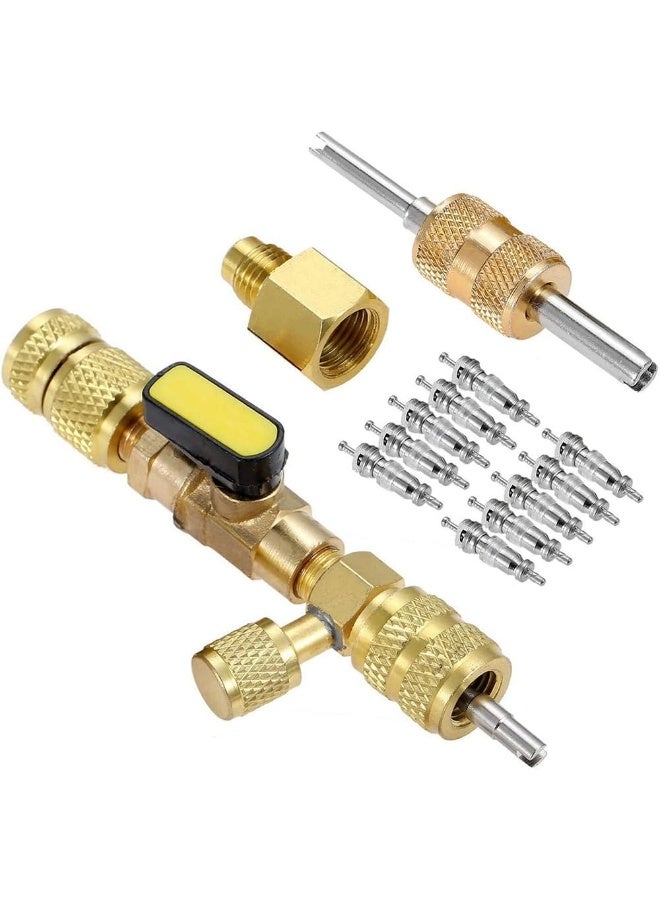 KOWVOWZ Valve Core Remover Repair Tools Valve Core Installer Tool Removal Tool 10-Pack Valve Cores Dapt to R22 R134 R410 R32 HVAC System Air Conditioner - Image 1