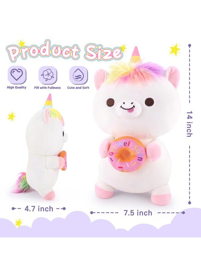 Achwishap Unicorn Plush Doll Hold a Doughnut(14”,White) - Image 2