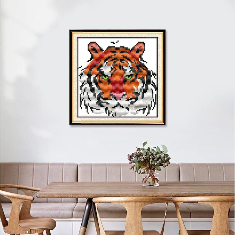 ITSTITCH Stamped Cross Stitch Kits for Beginners,Full Range of Crossstitching Kits Preprinted Pattern for Kids or Adults, Embroidery Needlepoint Starter Kits 11ct 3 Strands -Tiger,8.7x8.7 inch - Image 2